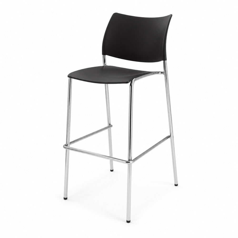 Banco comercial para bar Versa Style Volta AL-3019 estibable de cuatro patas cromadas altura 107 cm