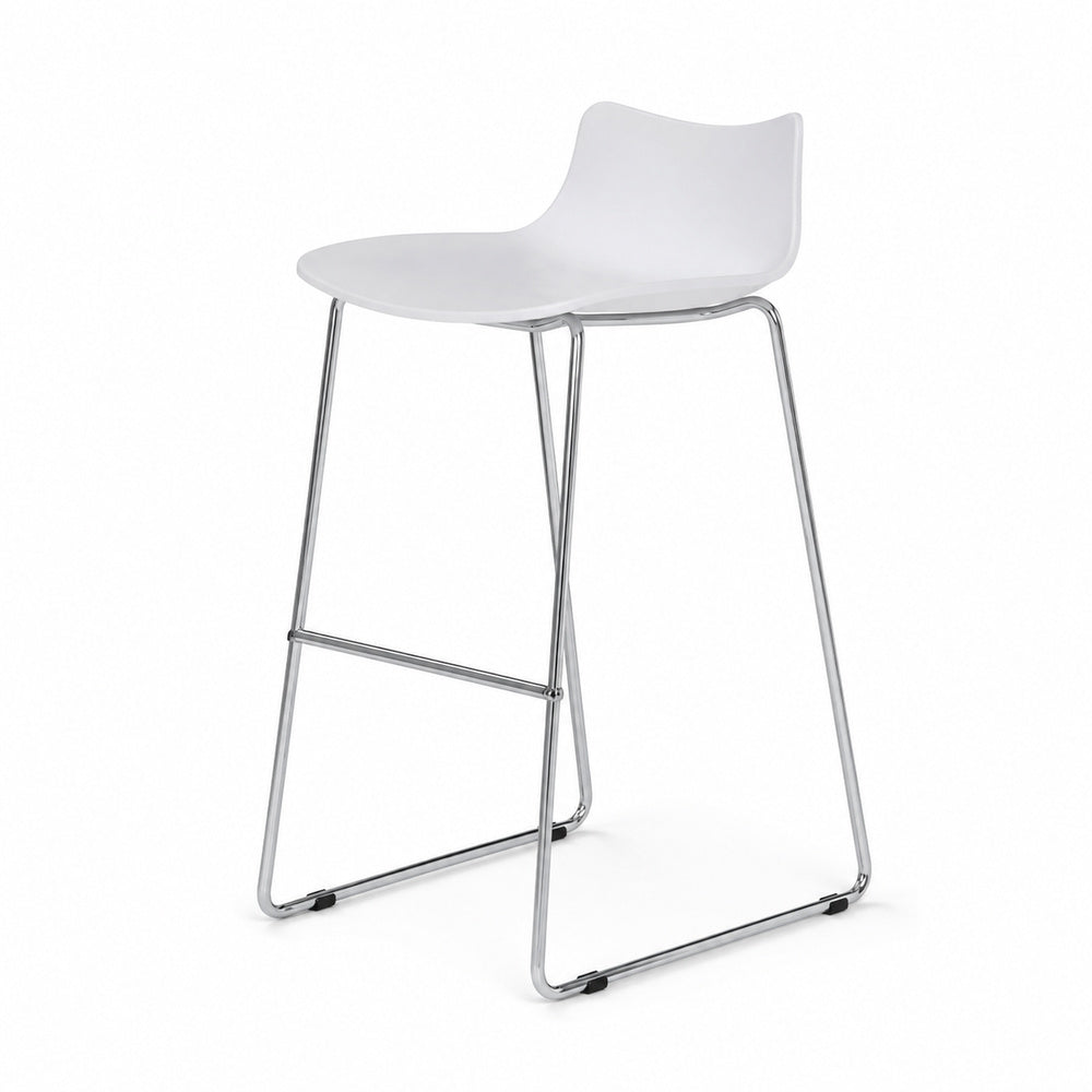 Banco comercial Versa Style Natura AL-3023 altura 65 cm con asiento en polipropileno blanco y base trineo cromada