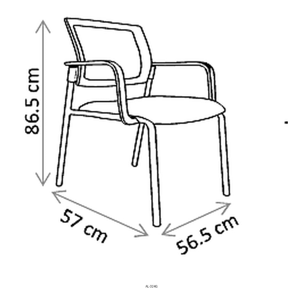 Silla de Oficina de Visita, dibujo tecnico con medidas en centimetros