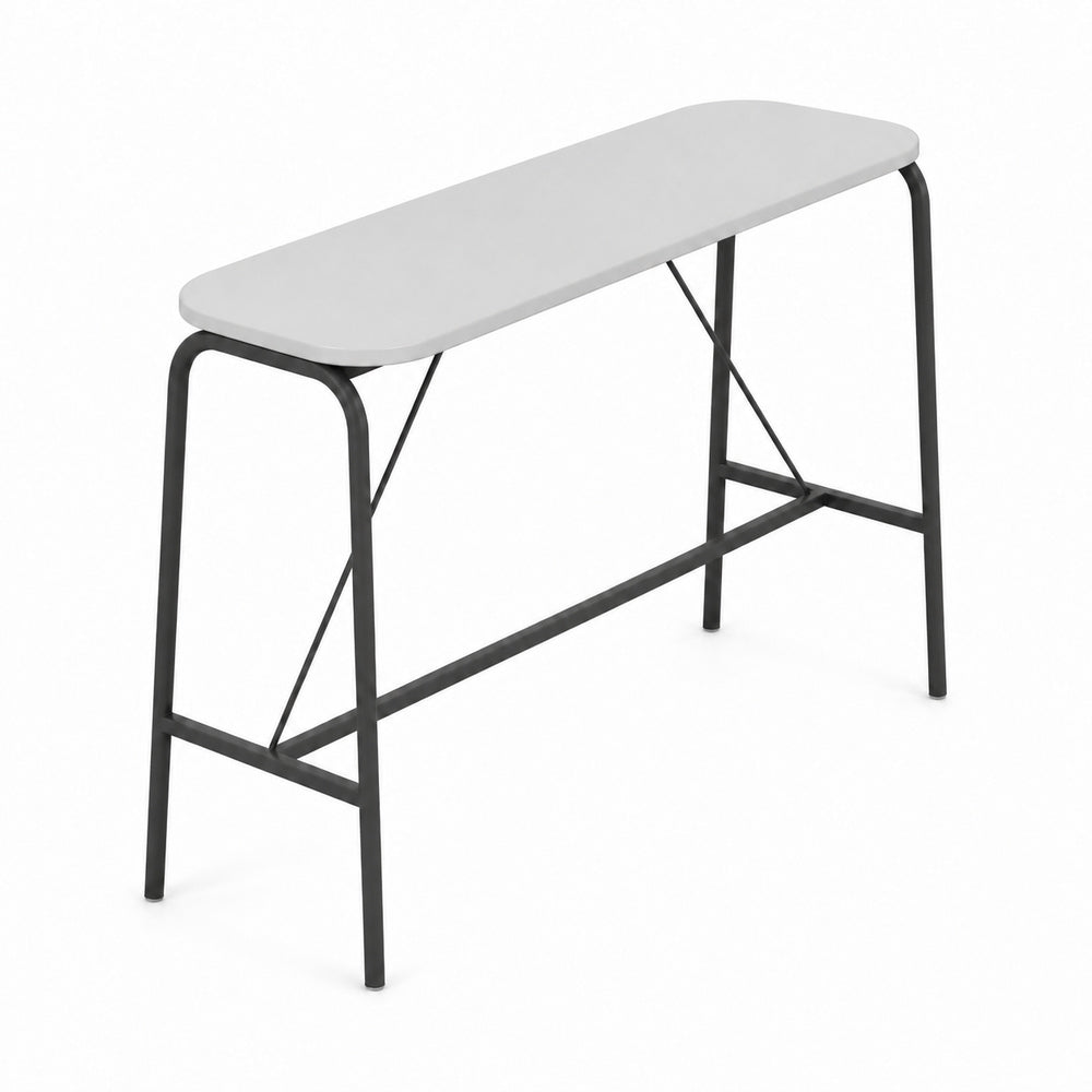 Mesa periquera alta Versa Pitch AL-3900 altura barra con estructura tubular redonda, 184x70x110 cm Ambientada