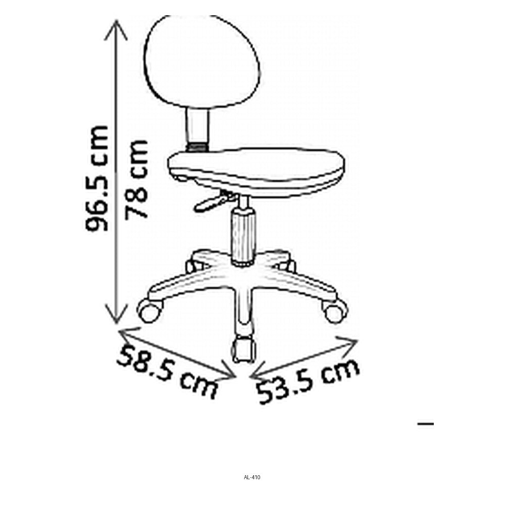 Silla de Oficina Secretarial Uso Rudo, dibujo tecnico con medidas en centimetros