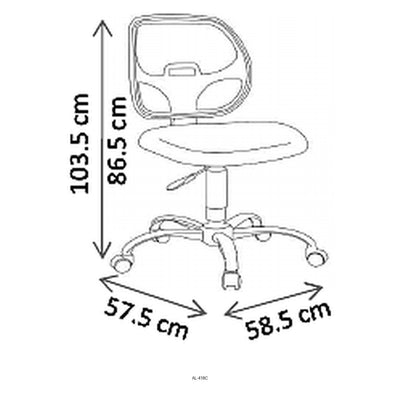 Silla de Oficina Operativa, dibujo tecnico con medidas en centimetros