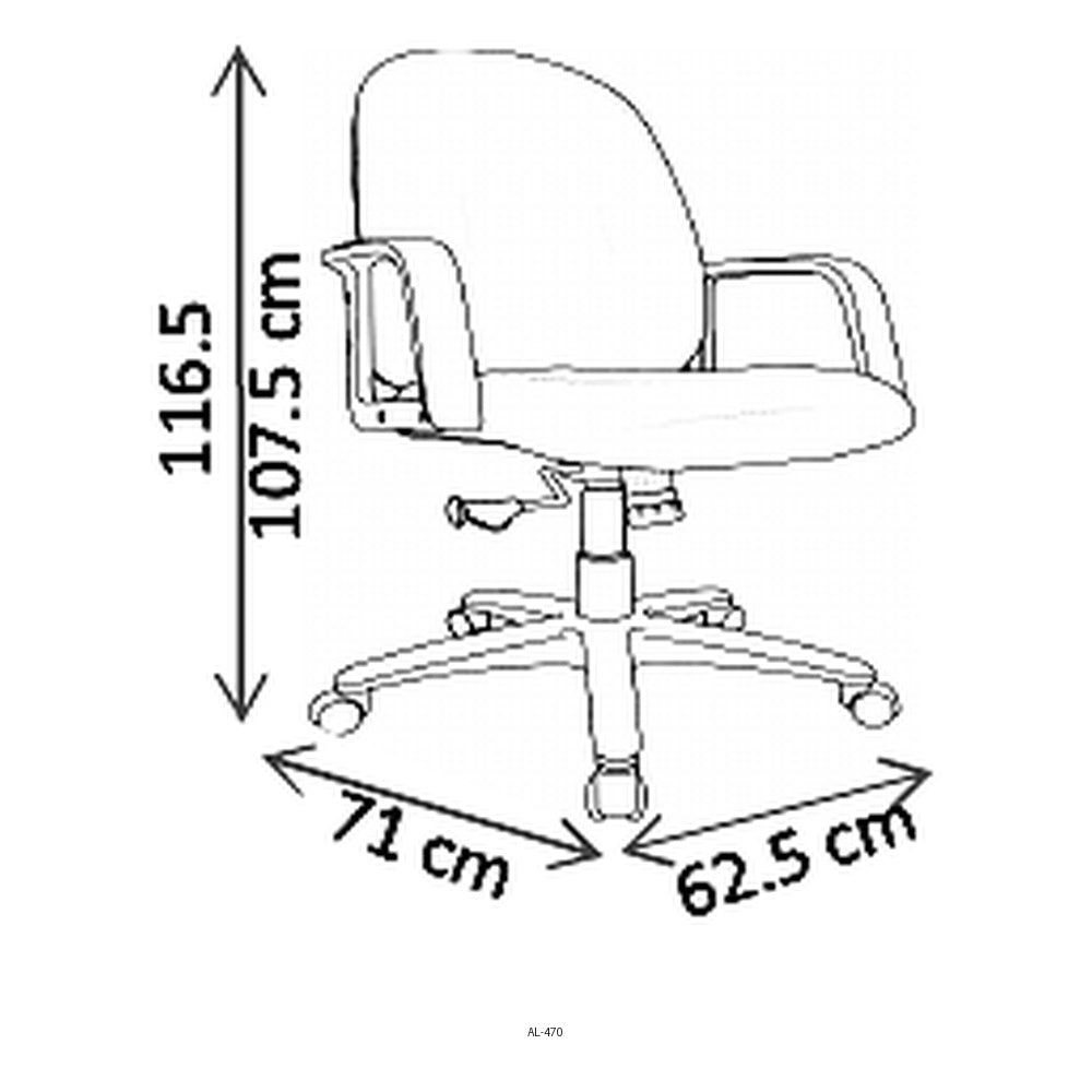 Sillón de Oficina Ejecutivo, dibujo tecnico con medidas en centimetros