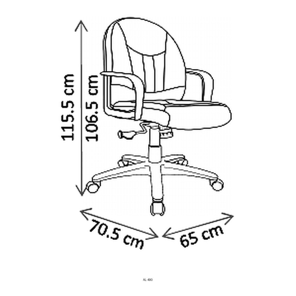 Sillón de Oficina Ejecutivo Respaldo Alto, dibujo tecnico con medidas en centimetros