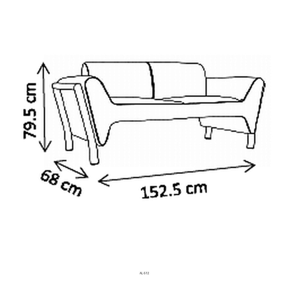 Sofá Winner de Dos Plazas para Sala, dibujo tecnico con medidas en centimetros
