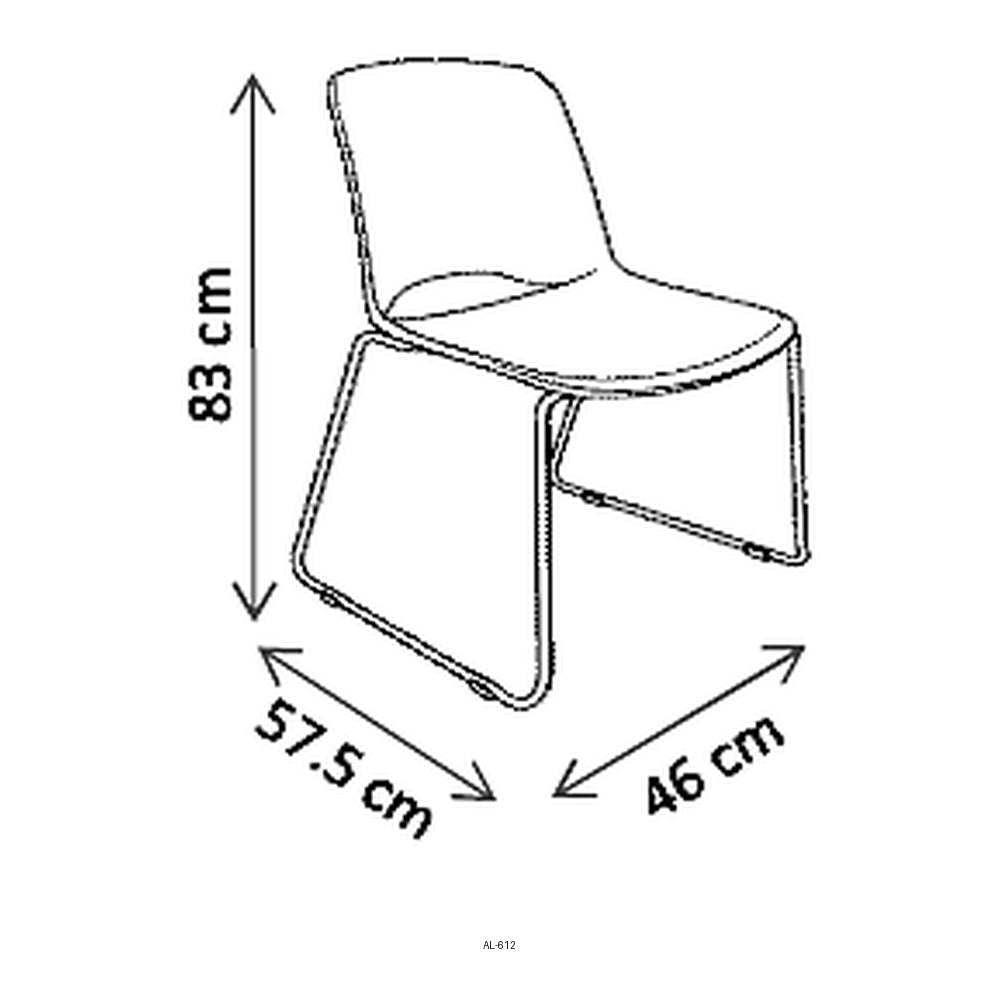 Silla de Oficina de Visita Trineo, dibujo tecnico con medidas en centimetros