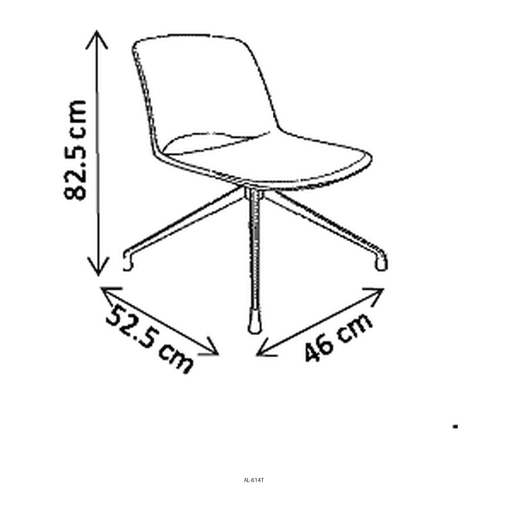 Silla de Oficina Operativa 4 Puntas con Pad en Asiento, dibujo tecnico con medidas en centimetros