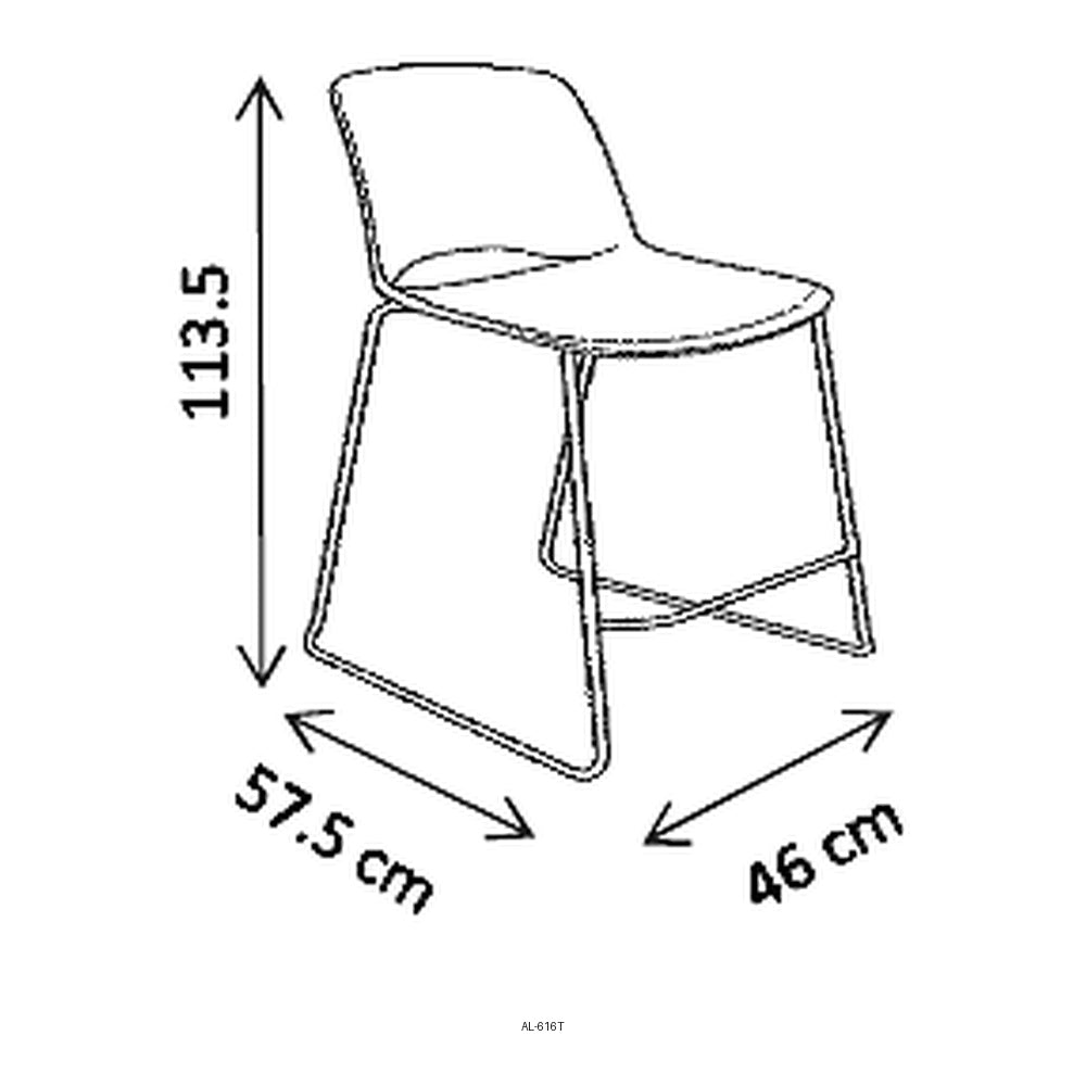 Banco Comercial Alto con Pad en Asiento Espuma Moldeada, dibujo tecnico con medidas en centimetros