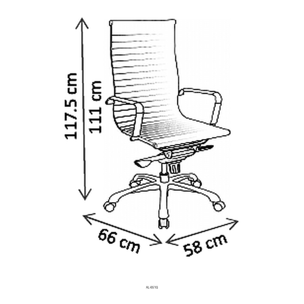 Sillón de Oficina Ejecutivo Respaldo Alto, dibujo tecnico con medidas en centimetros
