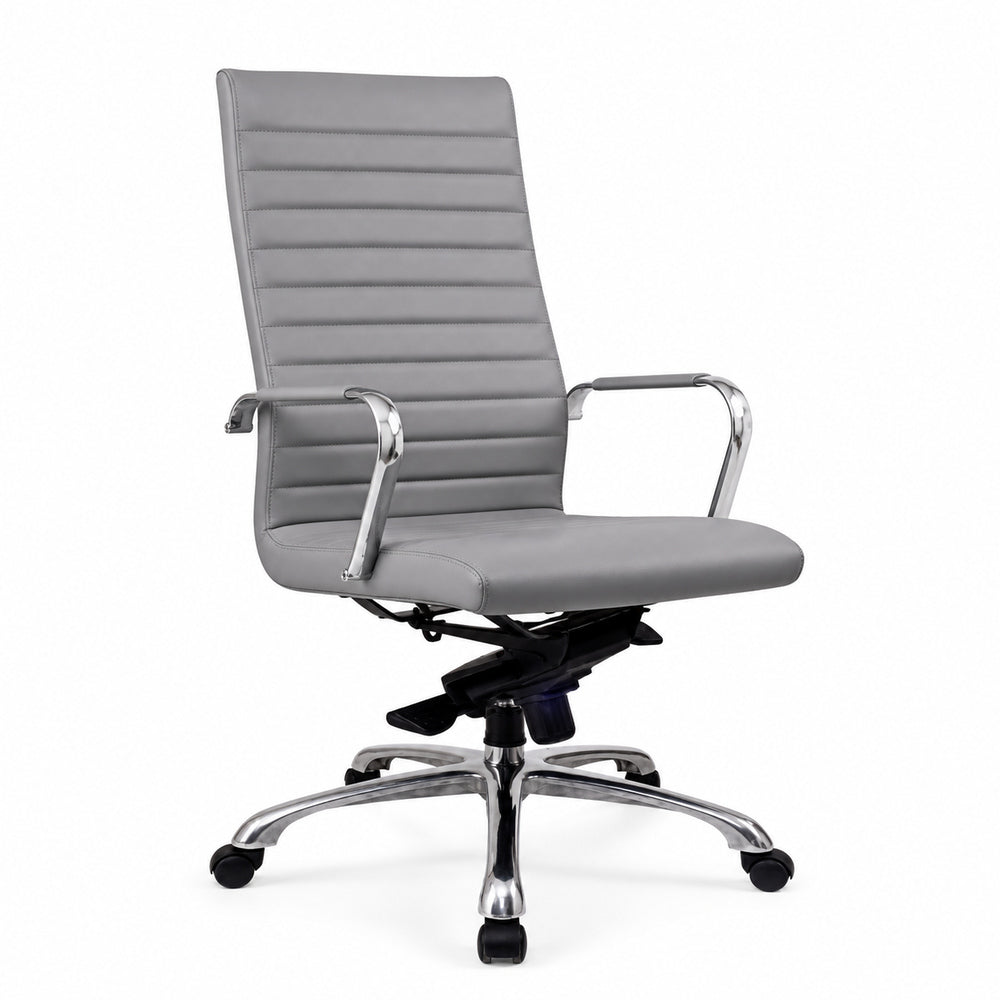 Silla de Oficina Ejecutiva Ejecutivo Respaldo Alto - VERSA ALTUS - Estructura Aluminio - Asiento y Respaldo Tapizado en Pu Gris