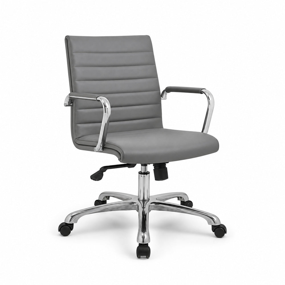 Silla de Oficina Ejecutiva Ejecutivo Respaldo Medio - VERSA ALTUS - Estructura Aluminio - Asiento y Respaldo Tapizado en Pu Gris