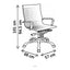 Sillón de Oficina Ejecutivo Respaldo Medio, dibujo tecnico con medidas en centimetros