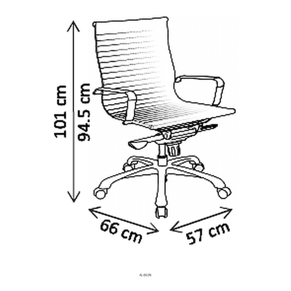 Sillón de Oficina Ejecutivo Respaldo Medio, dibujo tecnico con medidas en centimetros