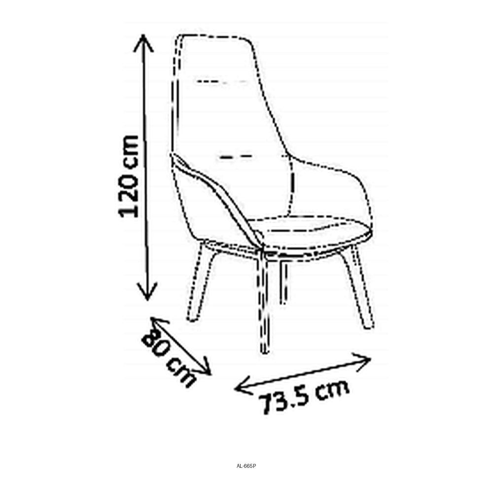Sillón de Oficina Ejecutivo Respaldo Alto, dibujo tecnico con medidas en centimetros