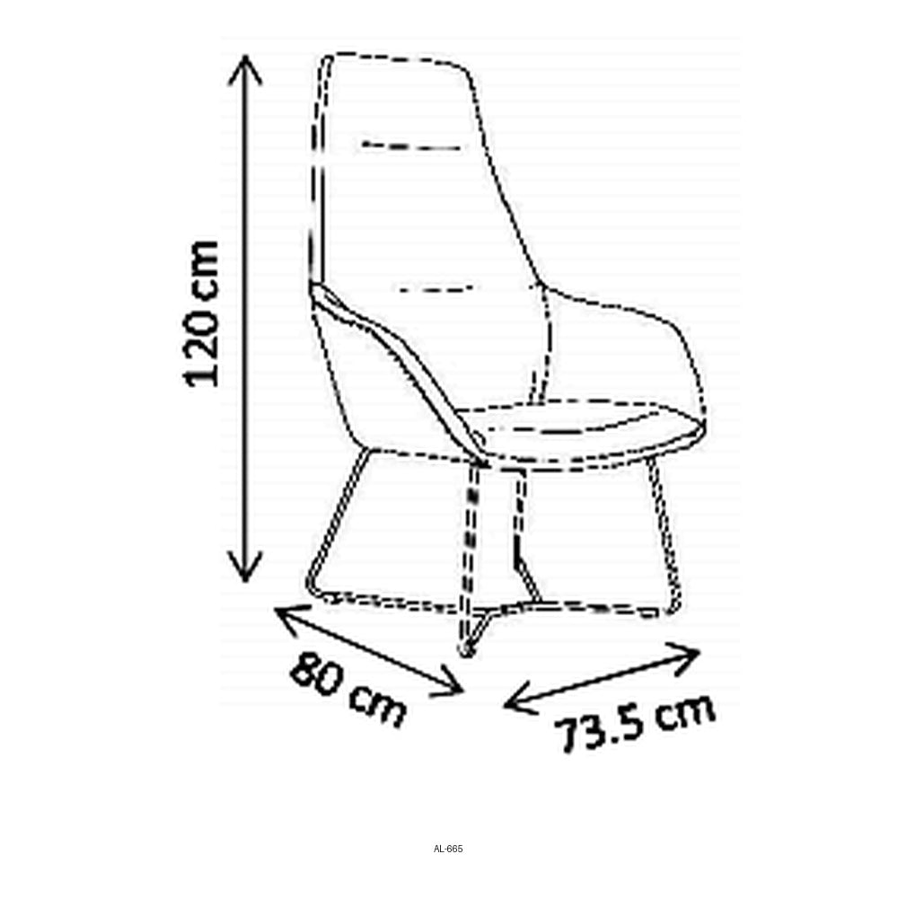 Sillón de Oficina Ejecutivo Respaldo Alto, dibujo tecnico con medidas en centimetros