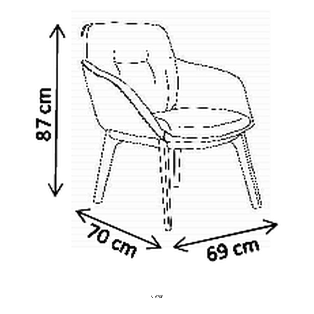 Sillón de Oficina de Visita, dibujo tecnico con medidas en centimetros