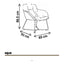 Sillón de Oficina de Visita, dibujo tecnico con medidas en centimetros