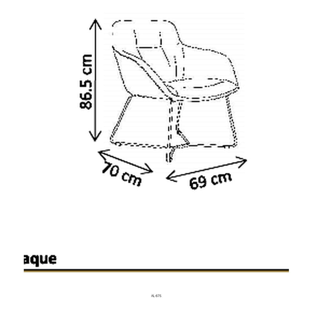 Sillón de Oficina de Visita, dibujo tecnico con medidas en centimetros