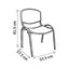 Silla de Oficina de Visita Punto Estibable con Cople, dibujo tecnico con medidas en centimetros