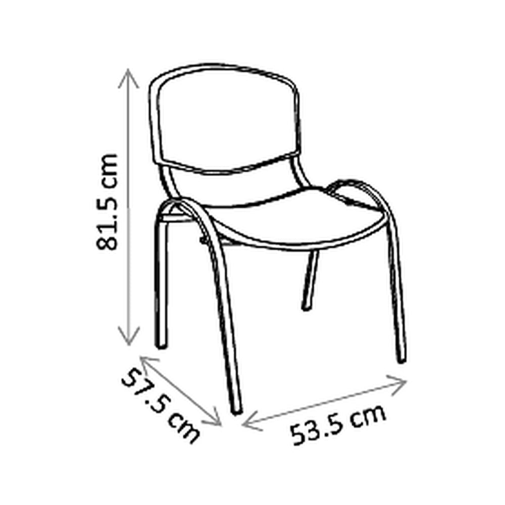 Silla de Oficina de Visita Punto Estibable con Cople, dibujo tecnico con medidas en centimetros