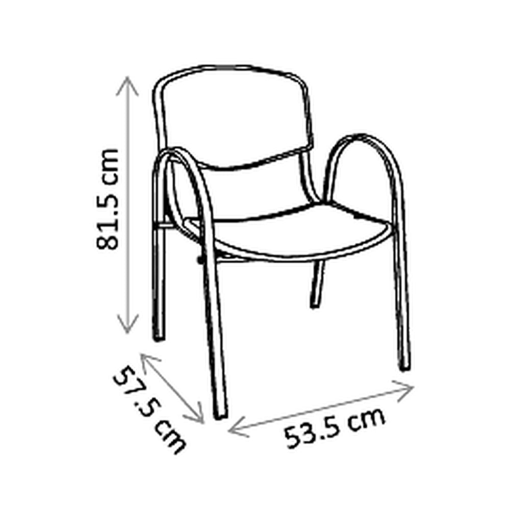 Silla Escolar y de Capacitación con Brazo, dibujo tecnico con medidas en centimetros