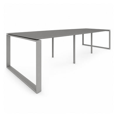 Escritorio de Oficina Bench para 6 Usuarios - VERSA AXIO - Estructura Blanco/gris - 360×124×75 - Riel Central en Aluminio