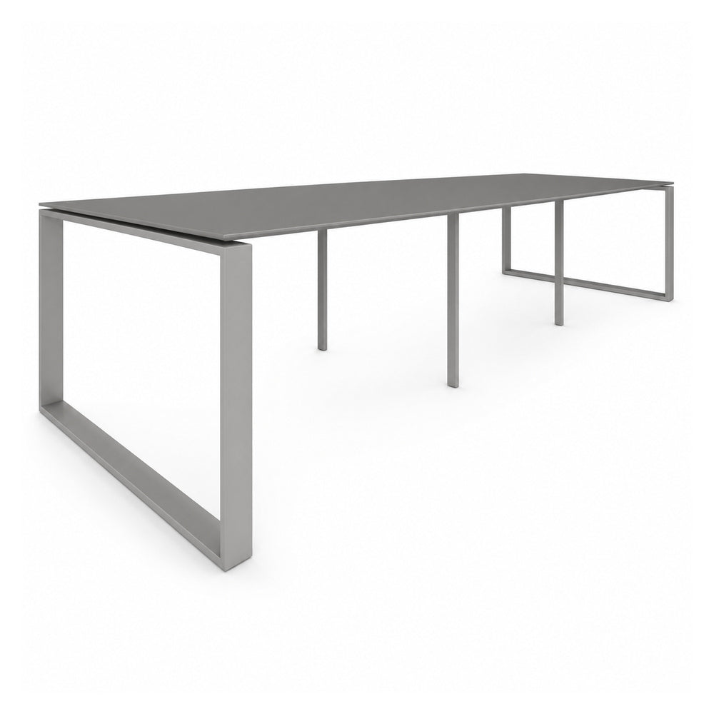 Escritorio de Oficina Bench para 6 Usuarios - VERSA AXIO - Estructura Blanco/gris - 480×124×75 - Riel Central en Aluminio