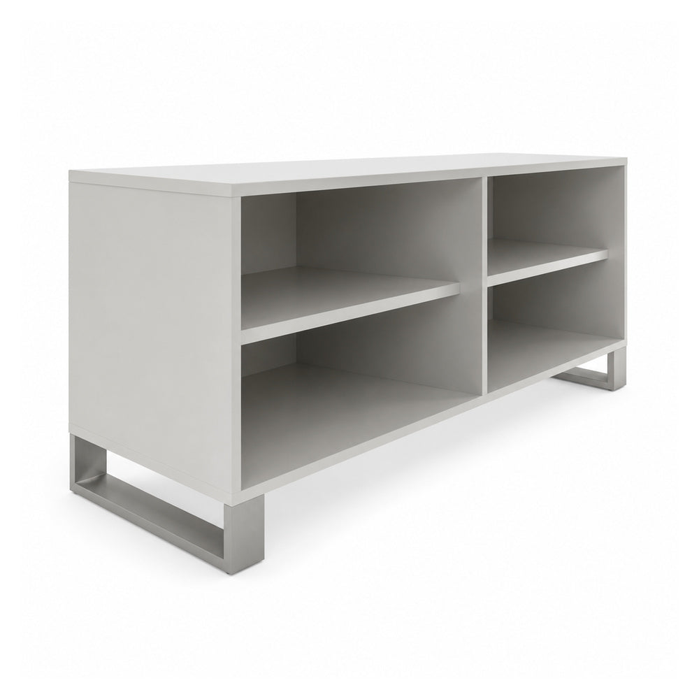 Credenza para Oficina Baja con 2 Entrepanos Metalicos Troquelados - VERSA AXIO - Estructura Blanco/gris - 120×45×52 - Movil 52cm