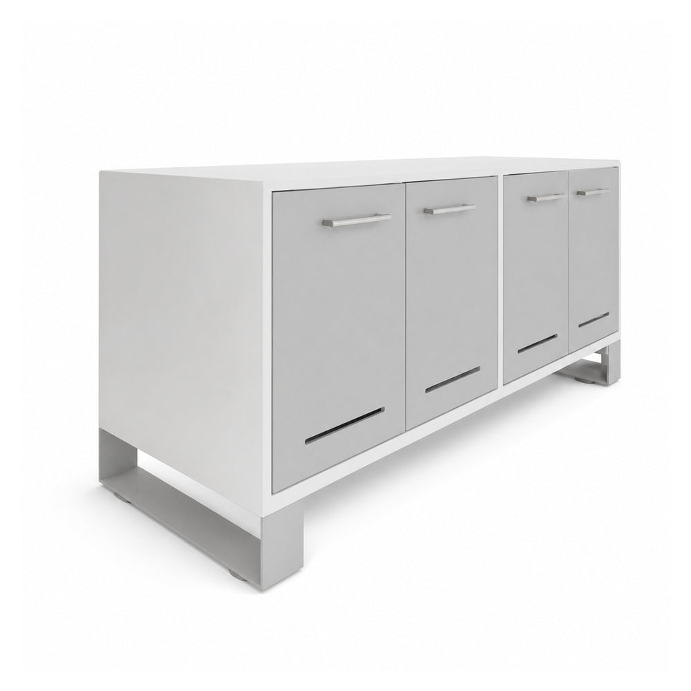 Credenza para Oficina Baja con Puertas Metalicas con Cerradura (2) - VERSA AXIO - Estructura Blanco/gris - 120×45×57 - Entrepanos Internos Melaminicos Ajustables