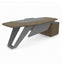 Escritorio ejecutivo modular ARPPA de VERSA, version izquierda, cubierta en madera con credenza lateral y base metalica