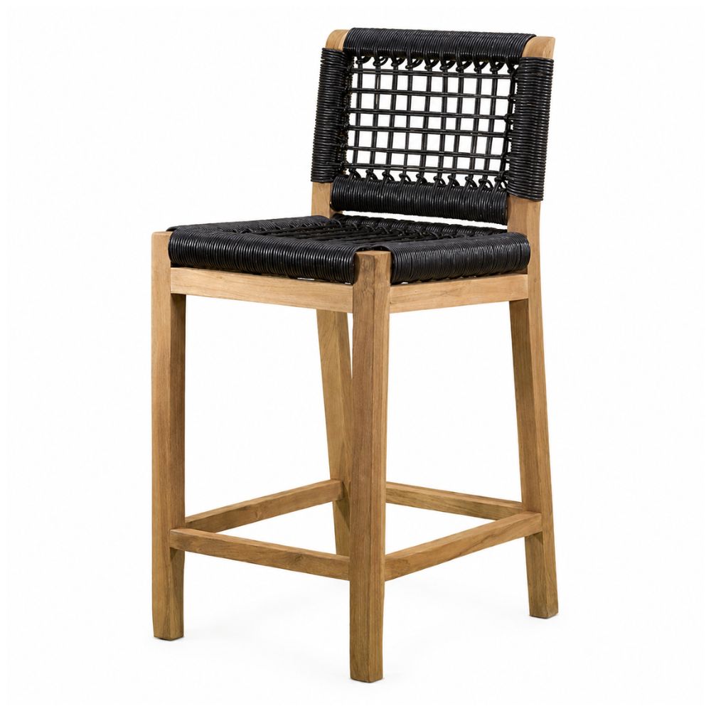 Banco de Terraza NOGAL BEAT MILANDO de madera teca y polyrattan en color negro para uso en terraza