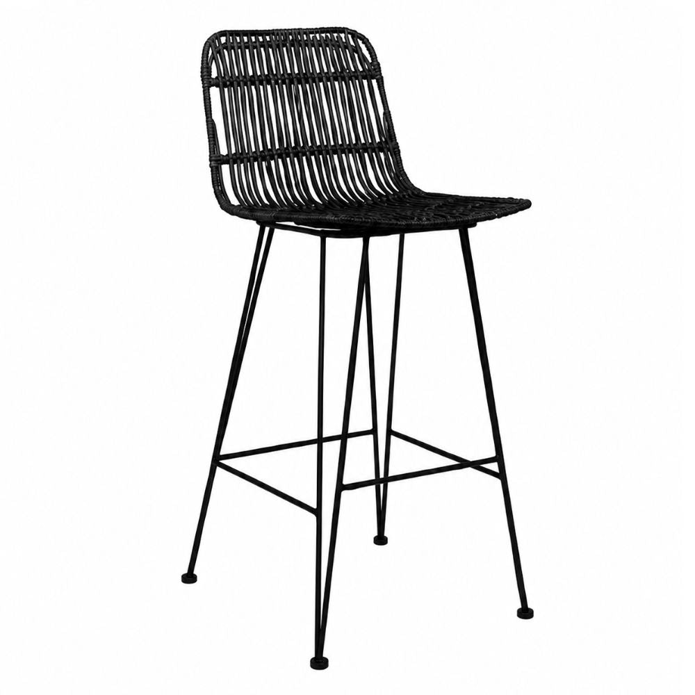 Banco NOGAL BEAT SAVERO de hierro y rattan en color negro para uso en interior
