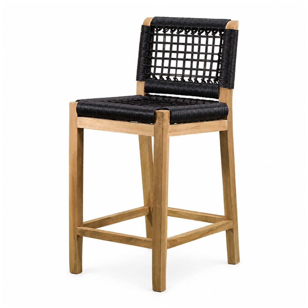Banco de Terraza NOGAL BEAT MILANDO de madera teca y polyrattan en color negro para uso en terraza