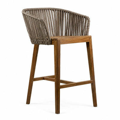 Banco de Terraza NOGAL BEAT FERMANAG de madera de acacia y cuerda en color banana para uso en terraza