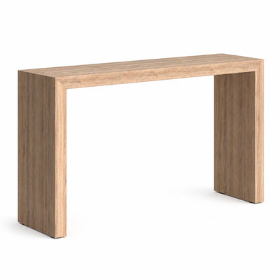 Mesa Periquera Alta para Oficina Tipo Grapa VERSA CLAMP, 220 × 40 × 105 cm, cubierta y patas en laminado plastico de alta presion, vista de tres cuartos sobre fondo blanco