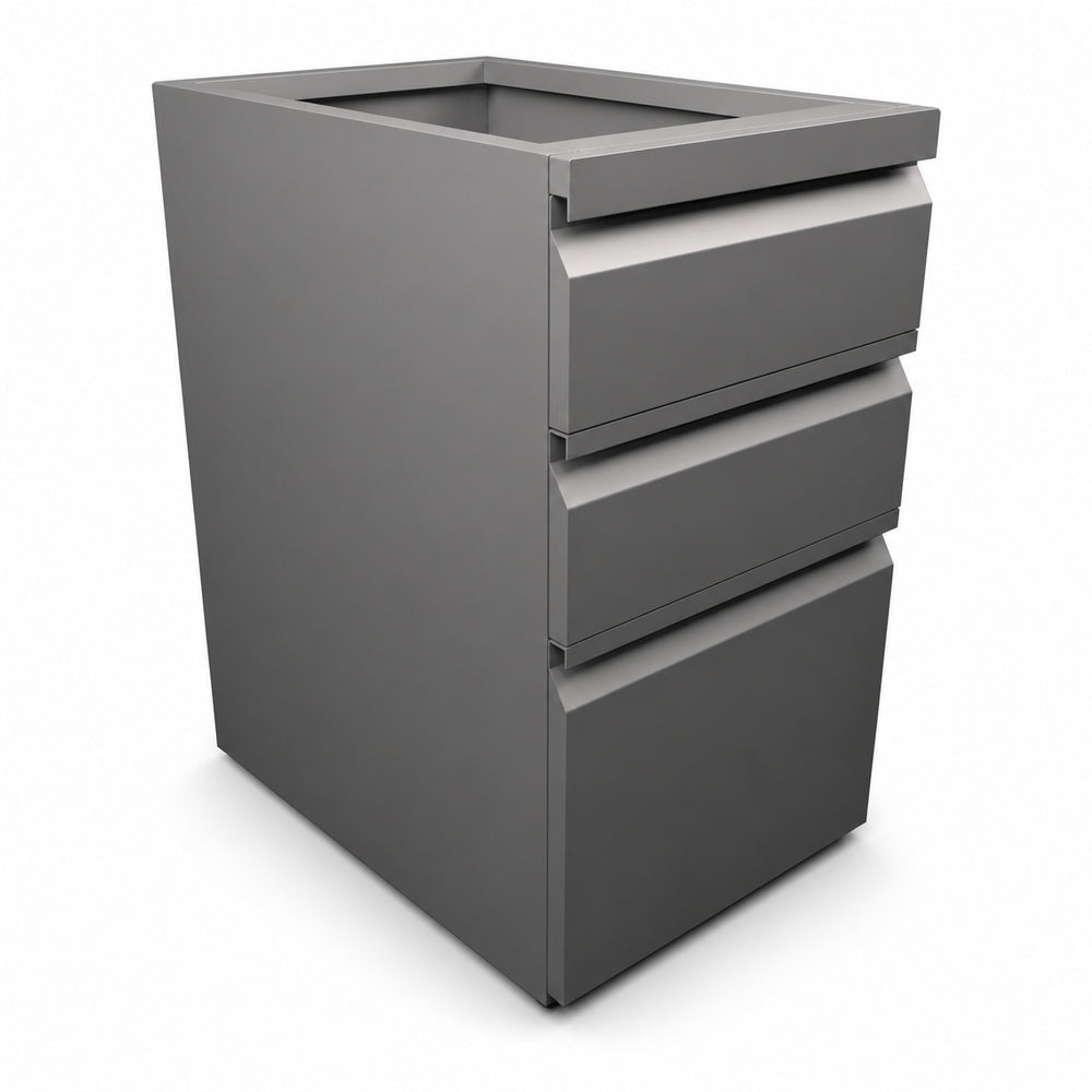 Archivero pedestal metalico Grupo Versa Complementos con 2 cajones y 1 gaveta, cuerpo metalico gris, frente x altura 37.2x71