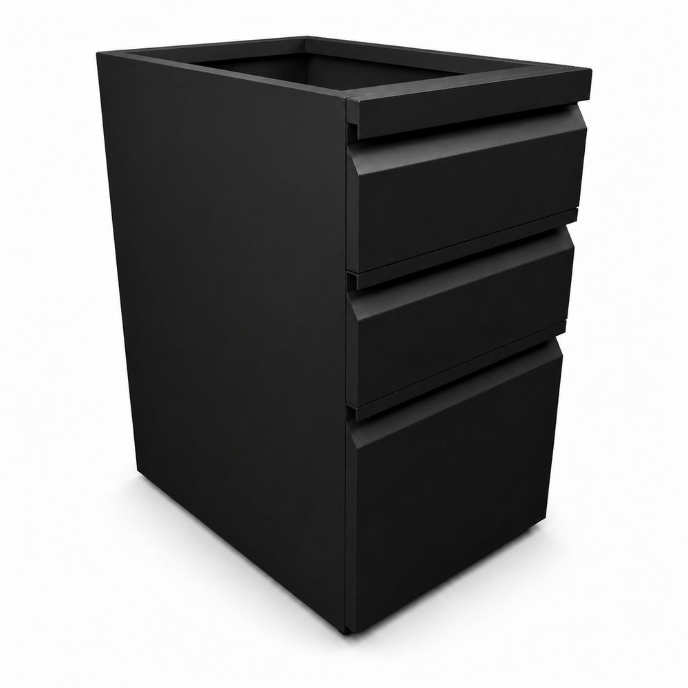 Archivero pedestal metalico Grupo Versa Complementos con 2 cajones y 1 gaveta, cuerpo metalico, frente x altura 37.2x71, estructura negra