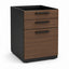Archivero pedestal metalico Grupo Versa Complementos con 2 cajones y 1 gaveta, frentes melamina/LPAP, fondo 49.5 cm, cubierta melamina, estructura negra