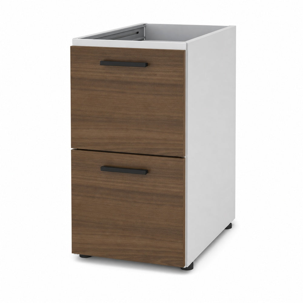 Archivero pedestal metalico Grupo Versa Complementos con 2 gavetas de archivo, frentes melamina/LPAP, fondo 49.5 cm, cubierta melamina, estructura blanca