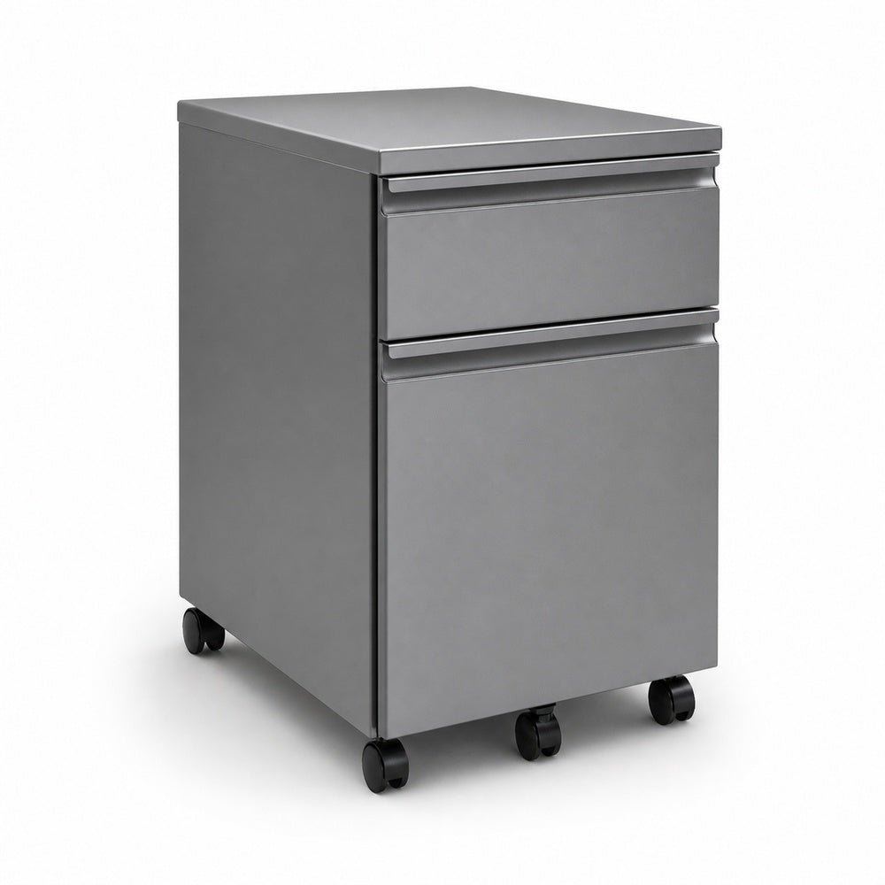 Archivero movil metalico Grupo Versa Complementos con 1 cajon y 1 gaveta, frentes metalicos con jaladera integrada, 37.2x49.5x55