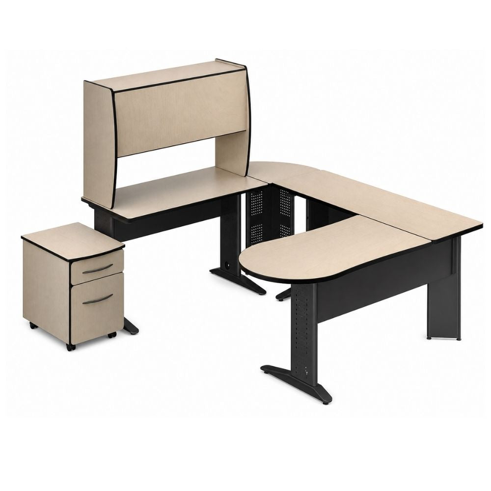 Conjunto Ejecutivo Peninsular de Oficina - GEBESA CYBER - Frente 170 cm - Estructura de Acero