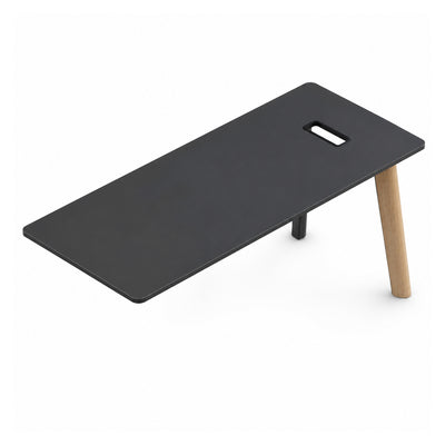 Escritorio de Oficina Recto - VERSA DASH - 160×75×75 cm - Estructura Metálica Negra con Patas de Madera de Haya