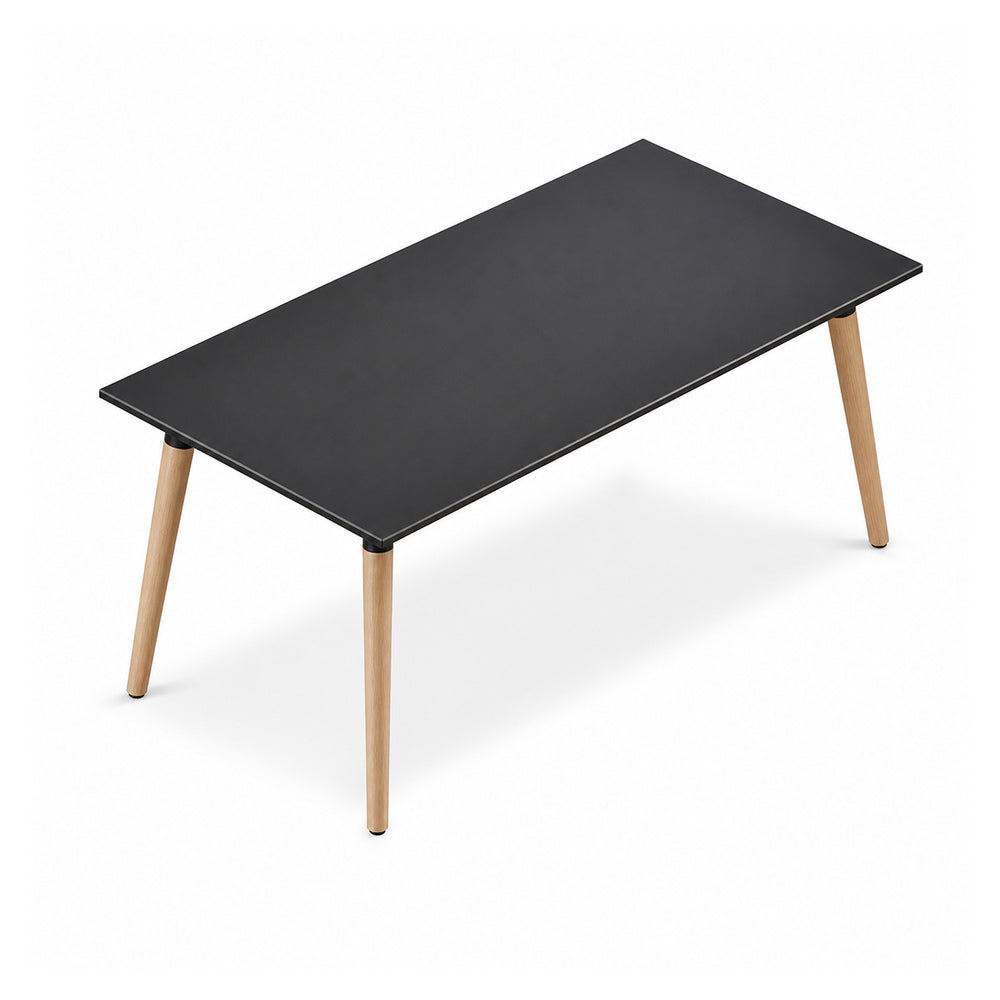 Mesa de Juntas Rectangular - VERSA DASH - 180×120×75 cm - Estructura Metálica Negra con Patas de Madera de Haya