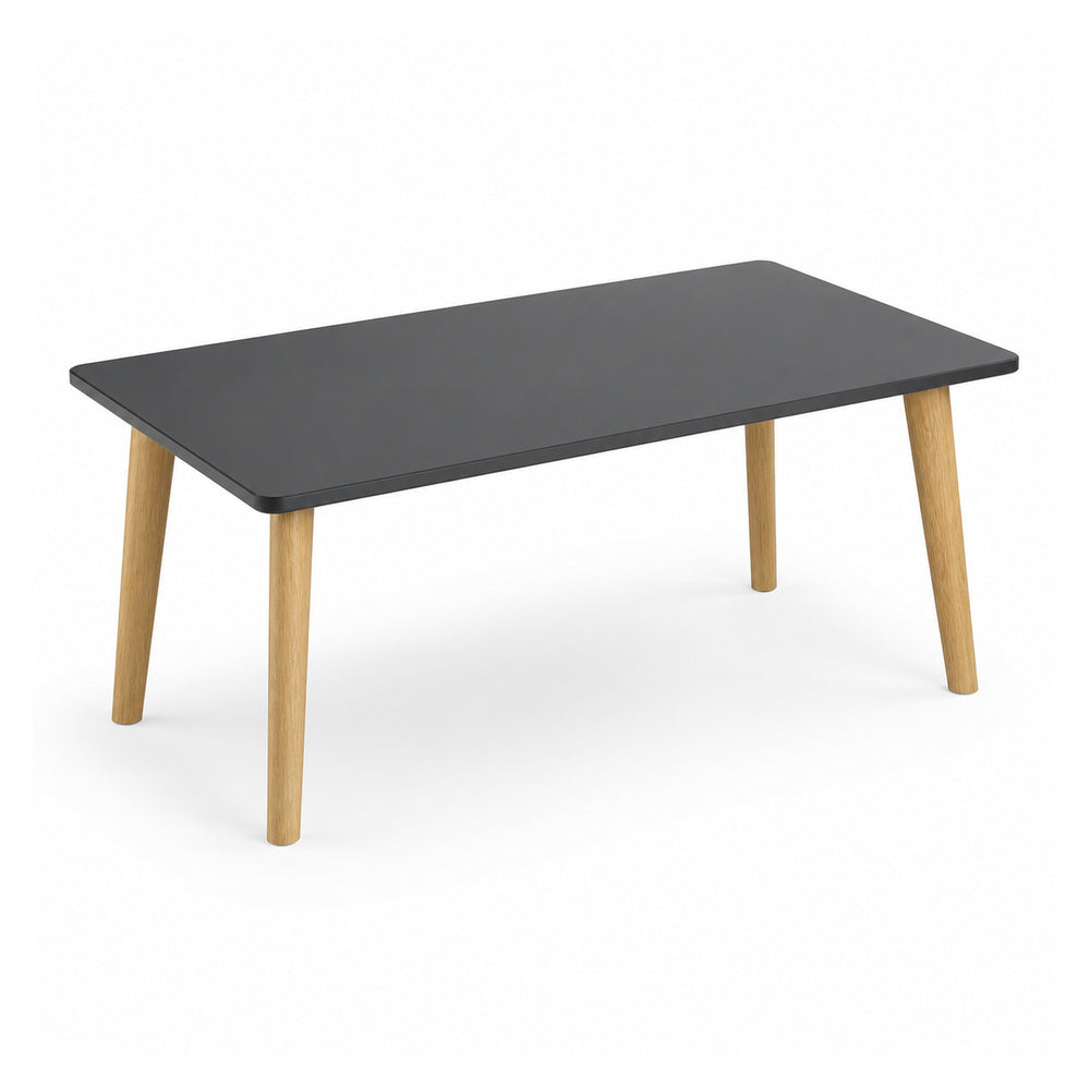 Mesa para Sala de Espera - VERSA DASH - 100×60×45 cm - Estructura Metálica Negra con Patas de Madera de Haya