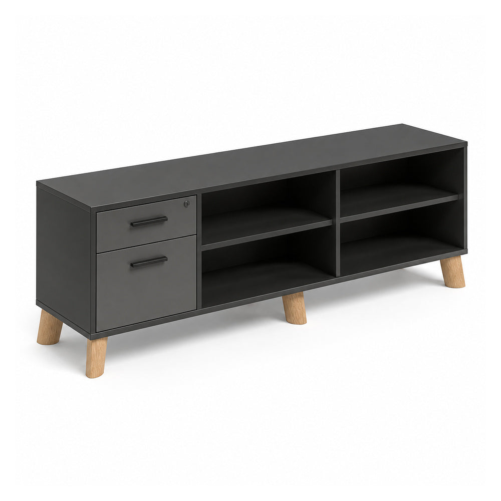 Credenza Baja Izquierda 1 Cajonera (alto 55) - VERSA DASH - 180×45×55 cm - Patas de Madera de Haya