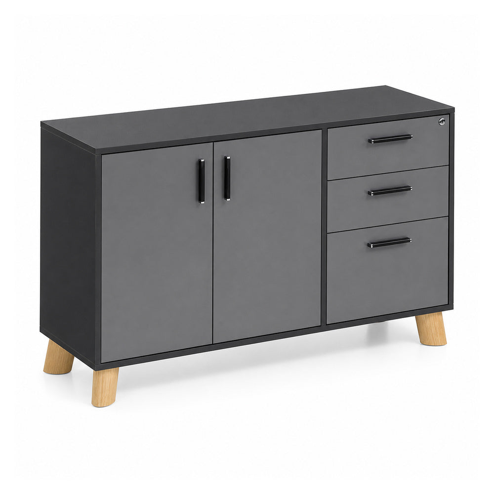 Credenza Alta Derecha Cajonera 2+1 - VERSA DASH - 120×45×91 cm - Patas de Madera de Haya