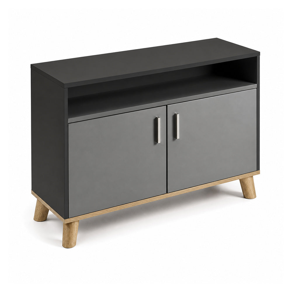 Credenza Alta 2 Puertas Abatibles - VERSA DASH - 120×45×91 cm - Patas de Madera de Haya