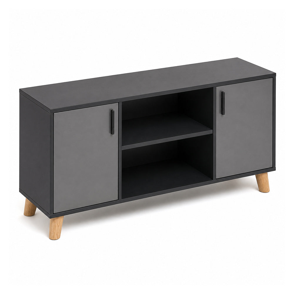 Credenza Alta 2 Puertas Abatibles Laterales - VERSA DASH - 180×45×91 cm - Patas de Madera de Haya