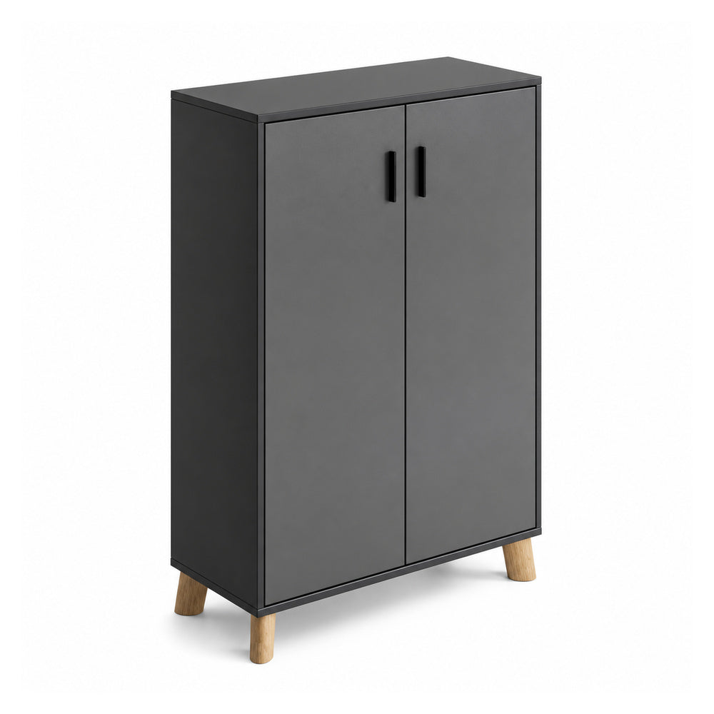 Librero Alto 2 Puertas Abatibles Completas - VERSA DASH - 90×45×161 cm - Patas de Madera de Haya