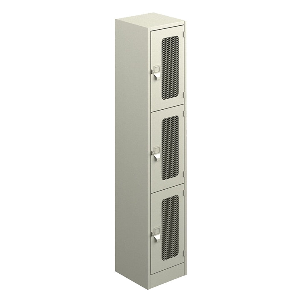 Locker Metálico para Área de Personal - GEBESA ARCHIVO Y ALMACENAJE - Frente 36 cm - 3 Puertas con Malla 3B